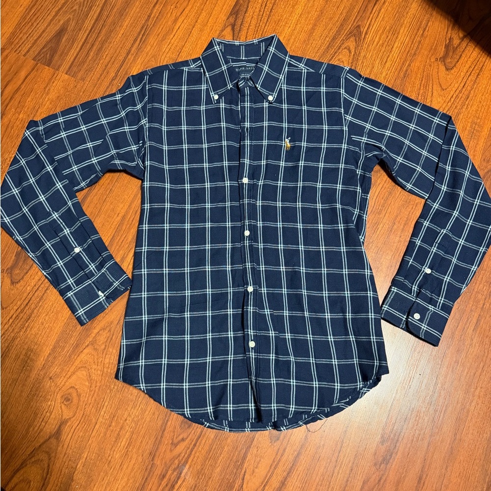 Ralph Lauren Bous Navy Plaid Button-Down Shirt